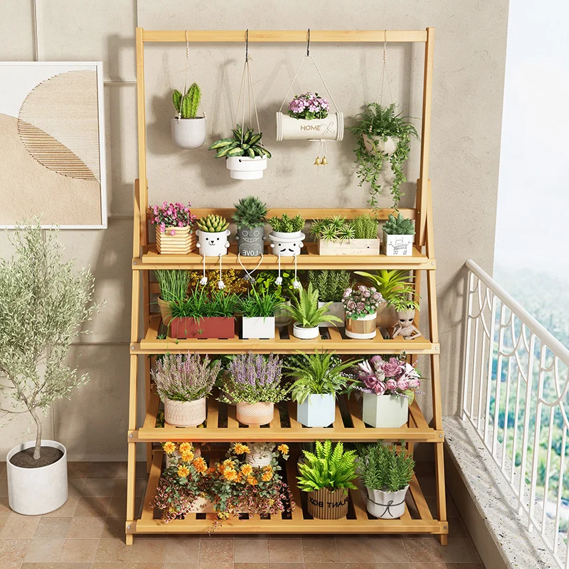 Solid Wood Flower Shelf Plant  - đánh giá và giá Outdoor Furniture Wood